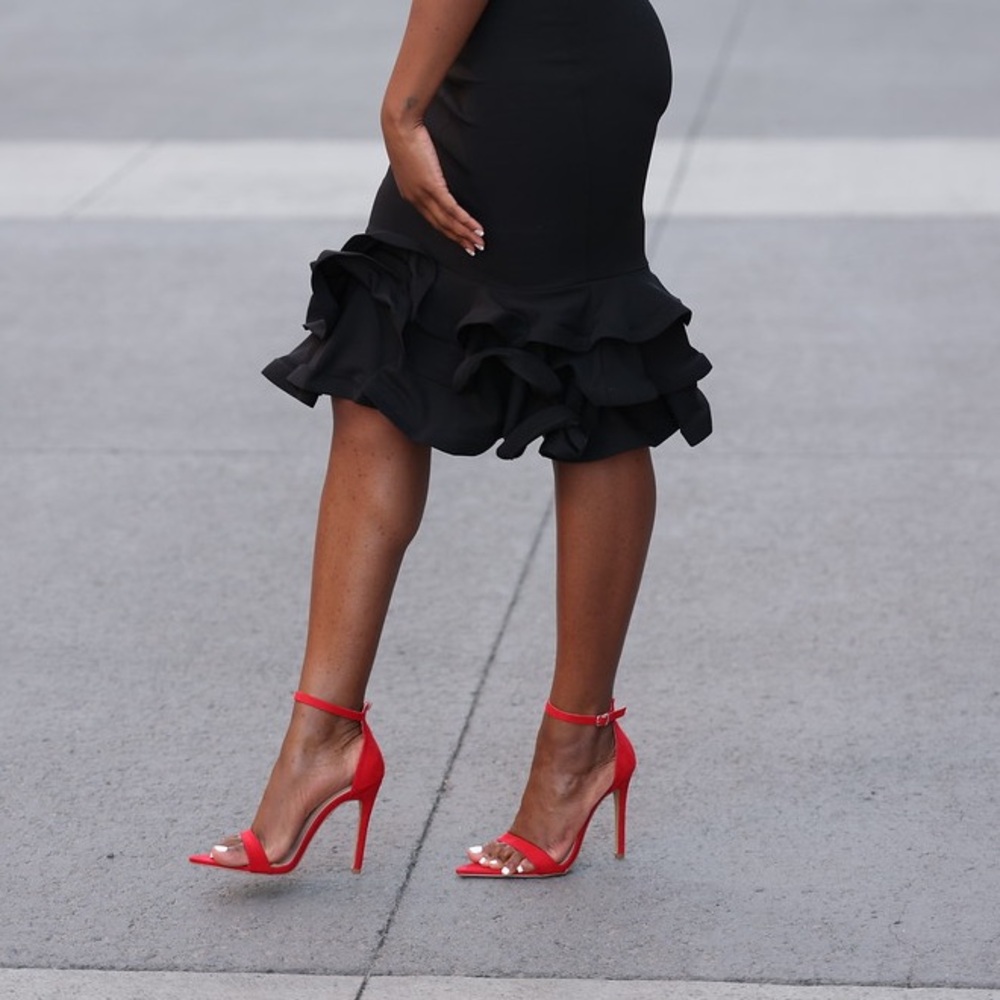 Red pointed toe heels Boohoo